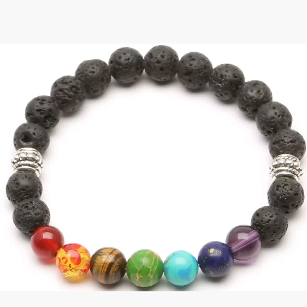 Yoga chakra lava stone bracelet - NEW